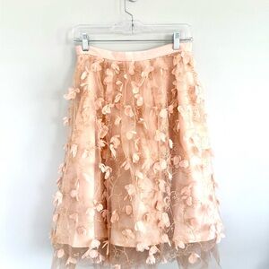 Eva Franco Anthropologie Fluttered Fete Midi Skirt | Pink Floral Ballet Size 4